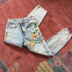Topshop motto embroidered mom jeans